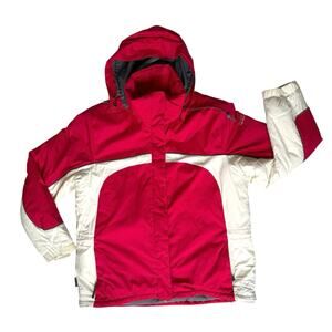 Pacific Trail Hooded Ski Jacket Women's XL Red White Fleece Lined Snow Winter